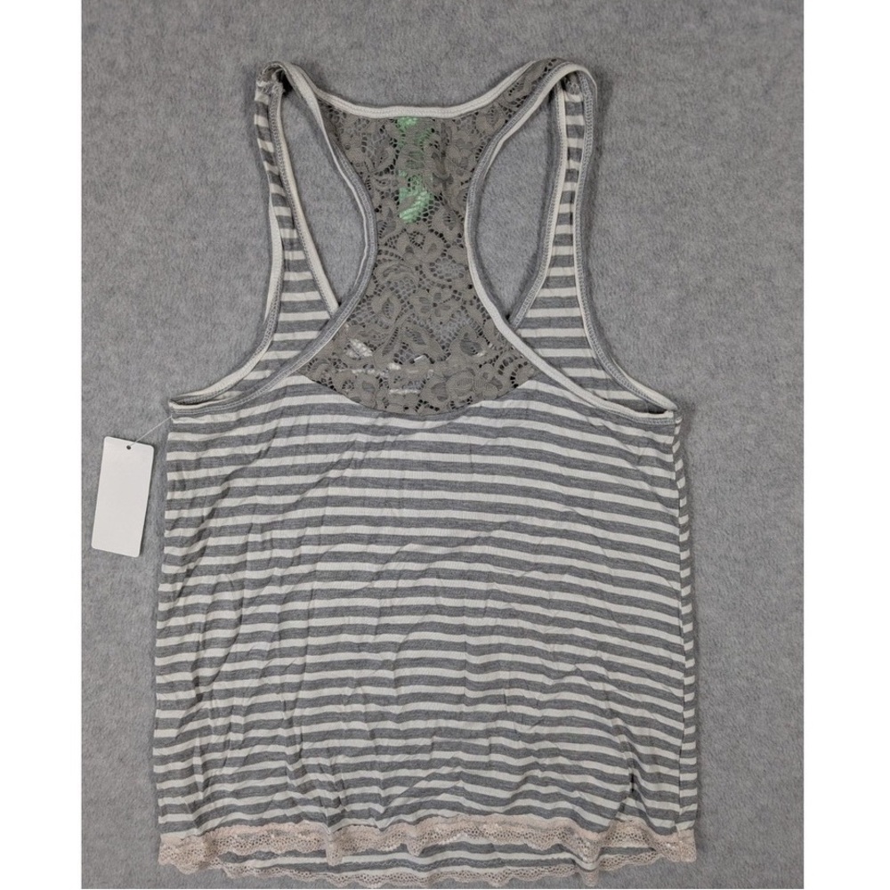 Elegant Lace Back Striped Tank Top